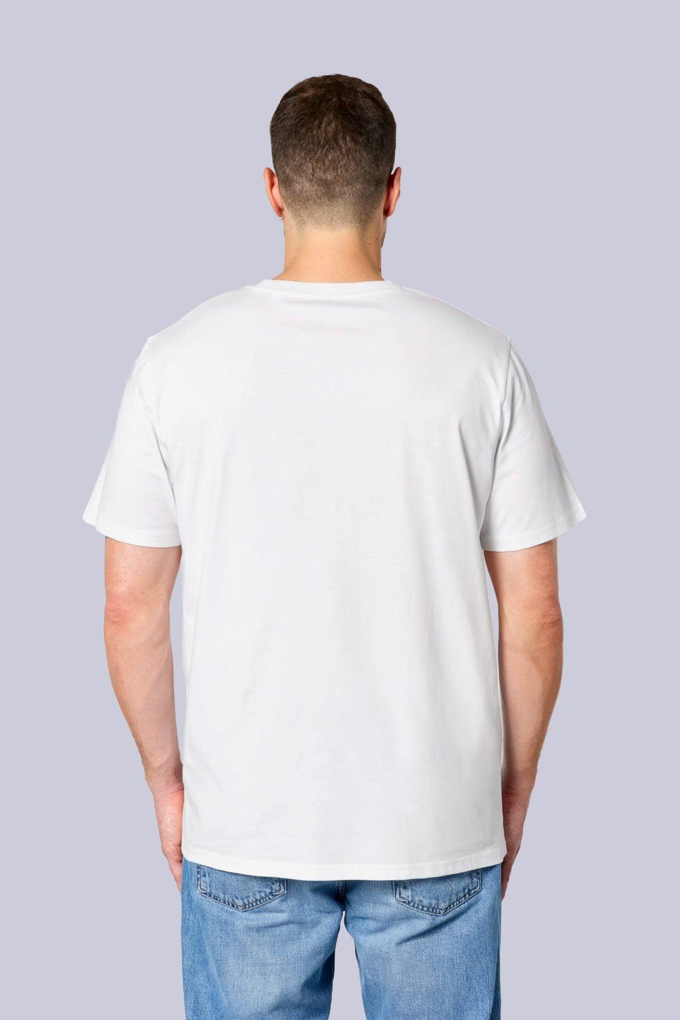 T-shirt Classica Bianco puro, indossata, vista da dietro